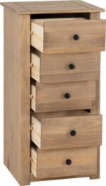 Panama 5 Drawer Narrow Chest in Natural Wax - Image 5