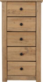 Panama 5 Drawer Narrow Chest in Natural Wax - Image 6