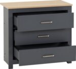Portland 3 Drawer in Grey/Oak Effect - Image 3