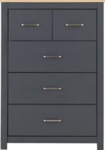 Portland 3+2 Drawer Chest in Grey/Oak Effect - Image 4
