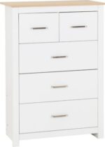 Portland 3+2 Drawer Chest White/Oak Effect - Image 2