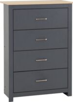 Portland 4 Drawer Chest in Grey/Oak Effect - Image 2