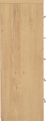 Seville 5 Drawer Narrow Chest in Grey High Gloss/Light Oak Effect Veneer - Image 6