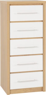 Portland 4 Drawer Chest in White/Oak Effect - Image 2