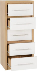 Portland 4 Drawer Chest in White/Oak Effect - Image 4