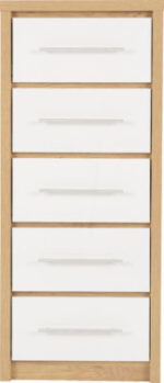 Portland 4 Drawer Chest in White/Oak Effect - Image 5
