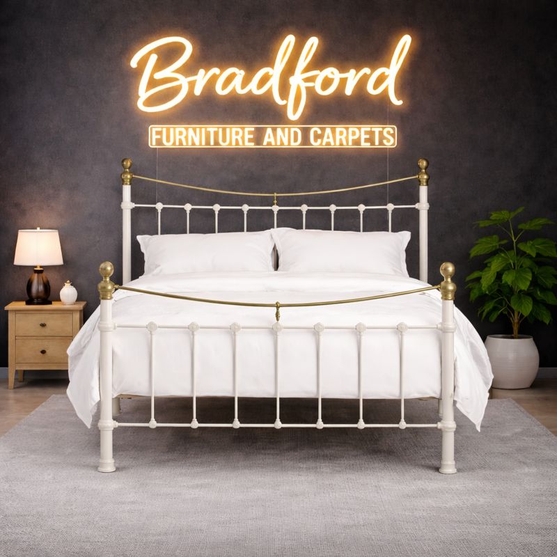 Victoria Metal Bed in white and Black Color