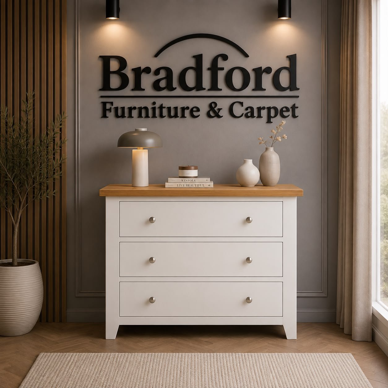 Windsor 3 Drawer Chester in Pebble Grey/Oak | Natural Oak | Ivory Oak