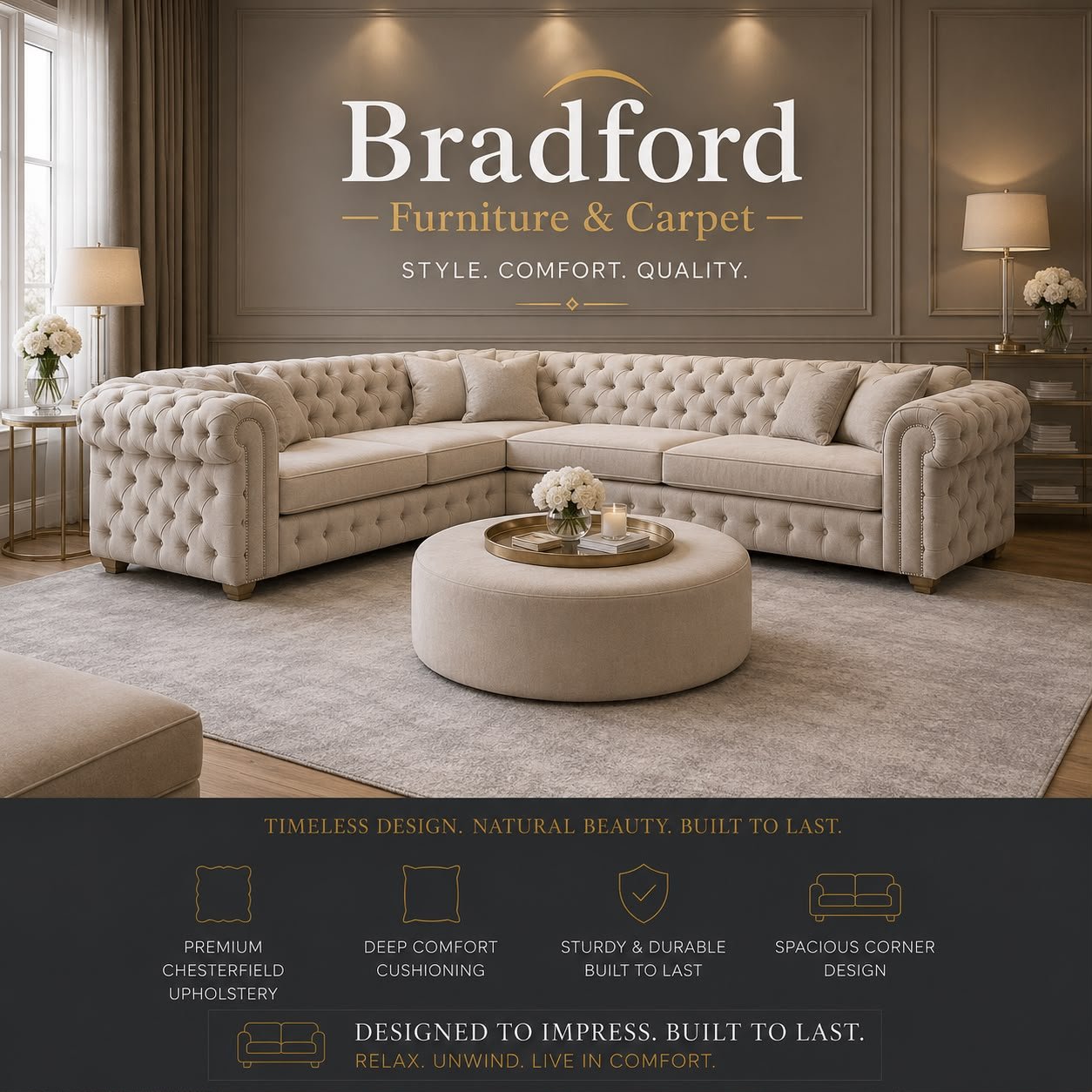 Fabric Chesterfield Sofa