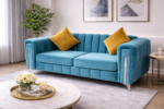 Simba Flute Velvet  3 Seater Sofa | Bradford Furniture & Carpets - Image 2