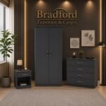 Dakota Wardrobe Bedroom Set | Dark Grey, White ,Light Grey, Oak Effect - Image 3