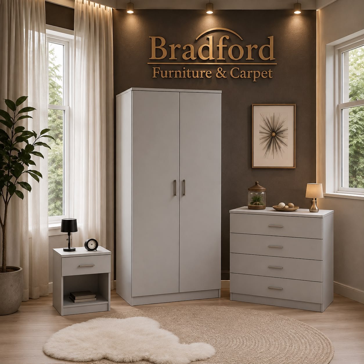 Dakota 2 Door Wardrobe (4) Dakota Wardrobe Bedroom Set | Dark Grey, White ,Light Grey, Oak Effect - Image 1